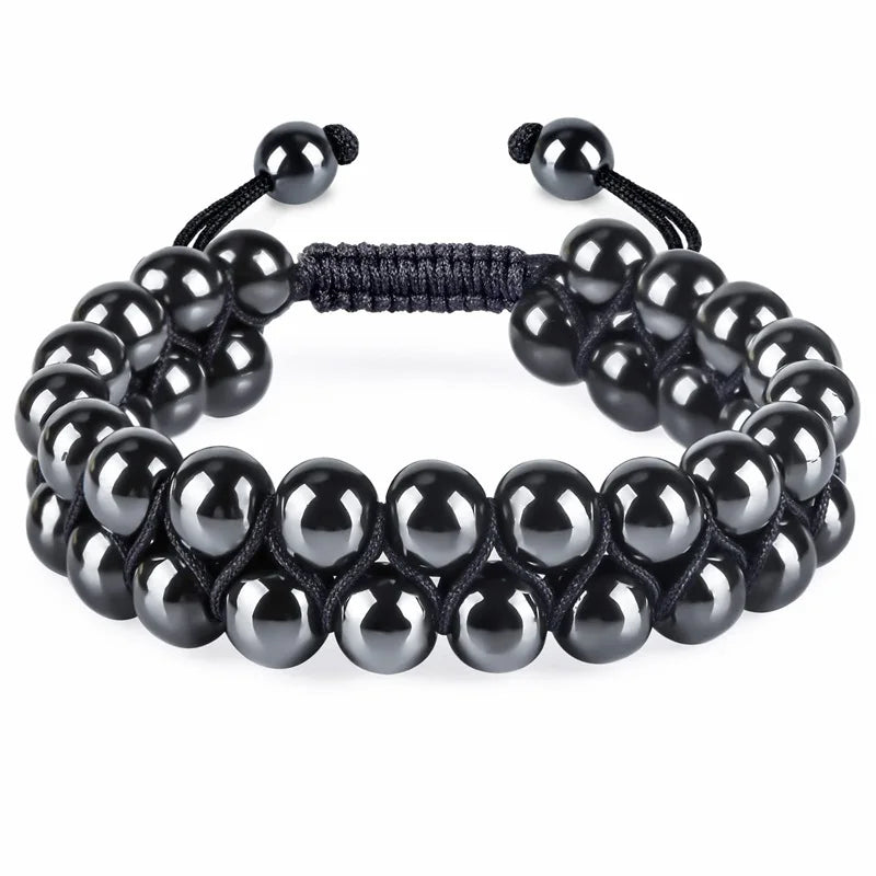 8MM Hematite Bracelet for Women Men Natural Stone Beads Bracelet