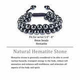 8MM Hematite Bracelet for Women Men Natural Stone Beads Bracelet