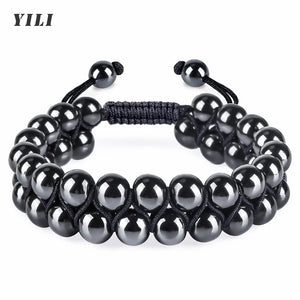 8MM Hematite Bracelet for Women Men Natural Stone Beads Bracelet