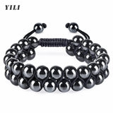 8MM Hematite Bracelet for Women Men Natural Stone Beads Bracelet