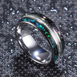 8MM Galaxy Tungsten Carbide Ring with Created-opal Inlay, Size 6-14
