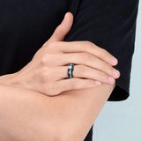 8MM Galaxy Tungsten Carbide Ring with Created-opal Inlay, Size 6-14