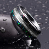 8MM Galaxy Tungsten Carbide Ring with Created-opal Inlay, Size 6-14