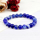 8MM Striped Agate Beads Bracelets Couple Natural Stone Elastic Bracelet