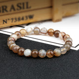 8MM Striped Agate Beads Bracelets Couple Natural Stone Elastic Bracelet
