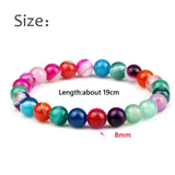 8MM Striped Agate Beads Bracelets Couple Natural Stone Elastic Bracelet