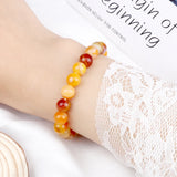 8MM Striped Agate Beads Bracelets Couple Natural Stone Elastic Bracelet
