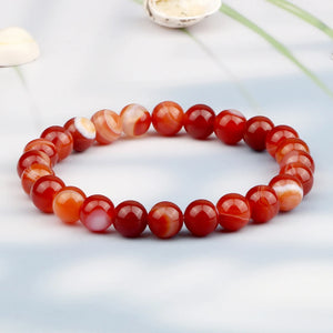 8MM Striped Agate Beads Bracelets Couple Natural Stone Elastic Bracelet