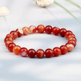 8MM Striped Agate Beads Bracelets Couple Natural Stone Elastic Bracelet