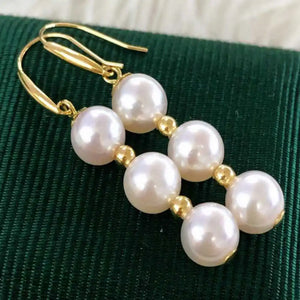 8MM Shell Pearl Earrings 18K Halloween Thanksgiving Diy Year Freshwater