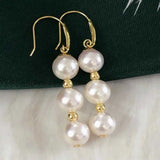 8MM Shell Pearl Earrings 18K Halloween Thanksgiving Diy Year Freshwater