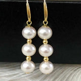 8MM Shell Pearl Earrings 18K Halloween Thanksgiving Diy Year Freshwater