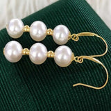 8MM Shell Pearl Earrings 18K Halloween Thanksgiving Diy Year Freshwater