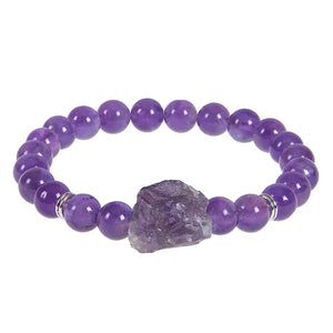 8mm Crystal Beaded Amethyst Bracelet Men Women Natural Stone Jewelry