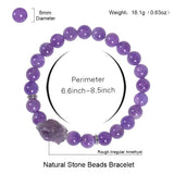 8mm Crystal Beaded Amethyst Bracelet Men Women Natural Stone Jewelry