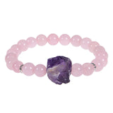 8mm Crystal Beaded Amethyst Bracelet Men Women Natural Stone Jewelry