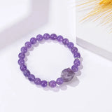 8mm Crystal Beaded Amethyst Bracelet Men Women Natural Stone Jewelry
