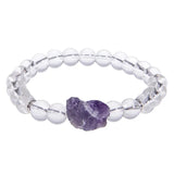 8mm Crystal Beaded Amethyst Bracelet Men Women Natural Stone Jewelry