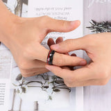 8mm Tungsten Carbide Ring with Opal & Red Meteorite Inlay