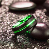 8mm Men Green Groove Beveled Edge Stainless Steel Celtic Dragon Ring