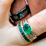 8mm Men Green Groove Beveled Edge Stainless Steel Celtic Dragon Ring