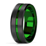 8mm Men Green Groove Beveled Edge Stainless Steel Celtic Dragon Ring
