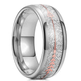 8mm Silver Stainless Steel Meteorite Inlay Arrow Ring Men Women