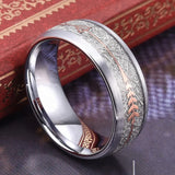 8mm Silver Stainless Steel Meteorite Inlay Arrow Ring Men Women