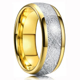 8mm Silver Stainless Steel Meteorite Inlay Arrow Ring Men Women