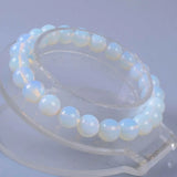 8mm Opalite Round Gemstone Beads Elastic Bracelet 7.5''