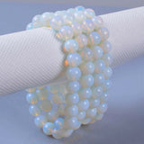 8mm Opalite Round Gemstone Beads Elastic Bracelet 7.5''