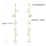Freshwater Pearl Drop Earrings 925 Sterling Silver Jewelry