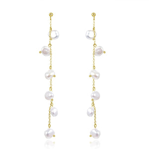 Freshwater Pearl Drop Earrings 925 Sterling Silver Jewelry