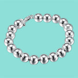 925 Silver Bracelet with 10MM Beads - Women's Jewelry Gift