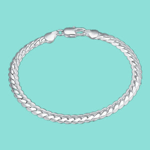 925 Silver Flat Snake Chain Bracelet Bangle 5MM for Women