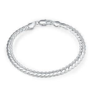 925 Silver Flat Snake Chain Bracelet Bangle 5MM for Women