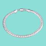 925 Silver Flat Snake Chain Bracelet Bangle 5MM for Women