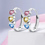 925 Silver Hoop Earrings with Pave CZ - Gift for Her