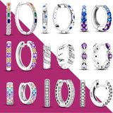 925 Silver Hoop Earrings with Pave CZ - Gift for Her
