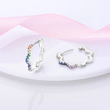 925 Silver Hoop Earrings with Pave CZ - Gift for Her
