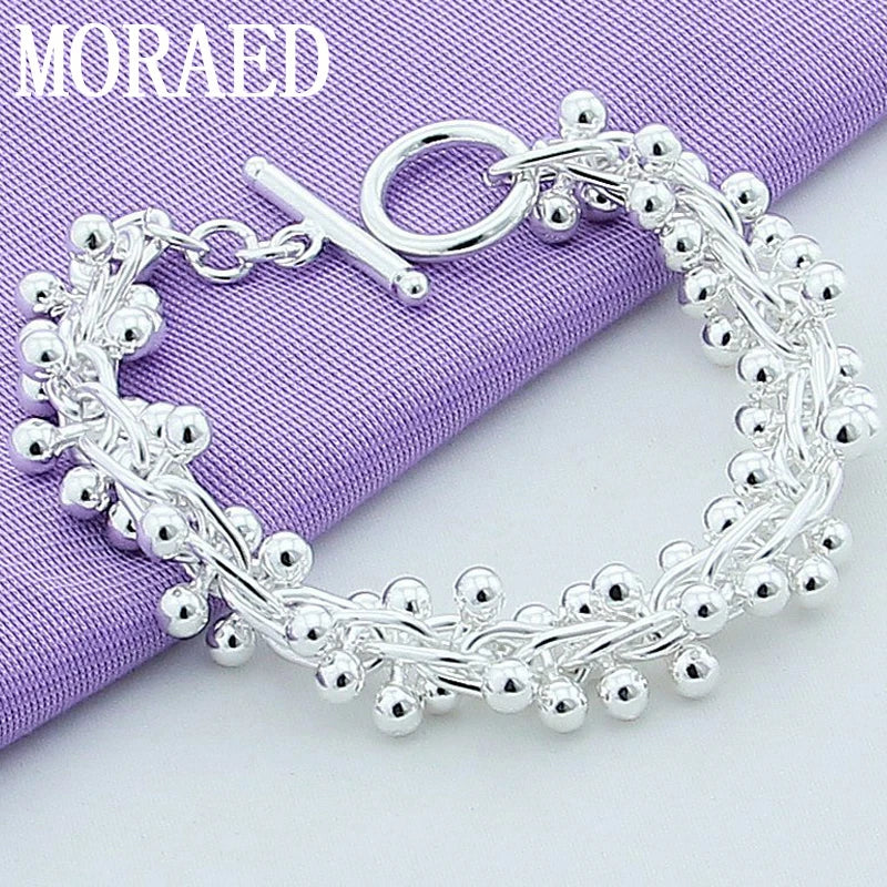 925 Silver Bracelet Heavy Grape Beads Chain Bracelet For Women