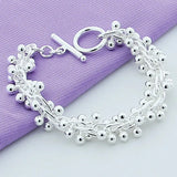 925 Silver Bracelet Heavy Grape Beads Chain Bracelet For Women