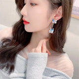 925 Silver Castle CZ Drop Earrings for Women