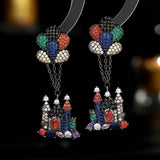 925 Silver Castle CZ Drop Earrings for Women