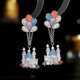925 Silver Castle CZ Drop Earrings for Women