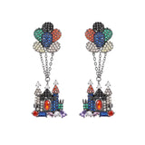 925 Silver Castle CZ Drop Earrings for Women