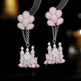 925 Silver Castle CZ Drop Earrings for Women