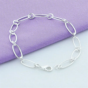 925 Silver Charms Bracelet For Women Silver Basic Chain Jewelry