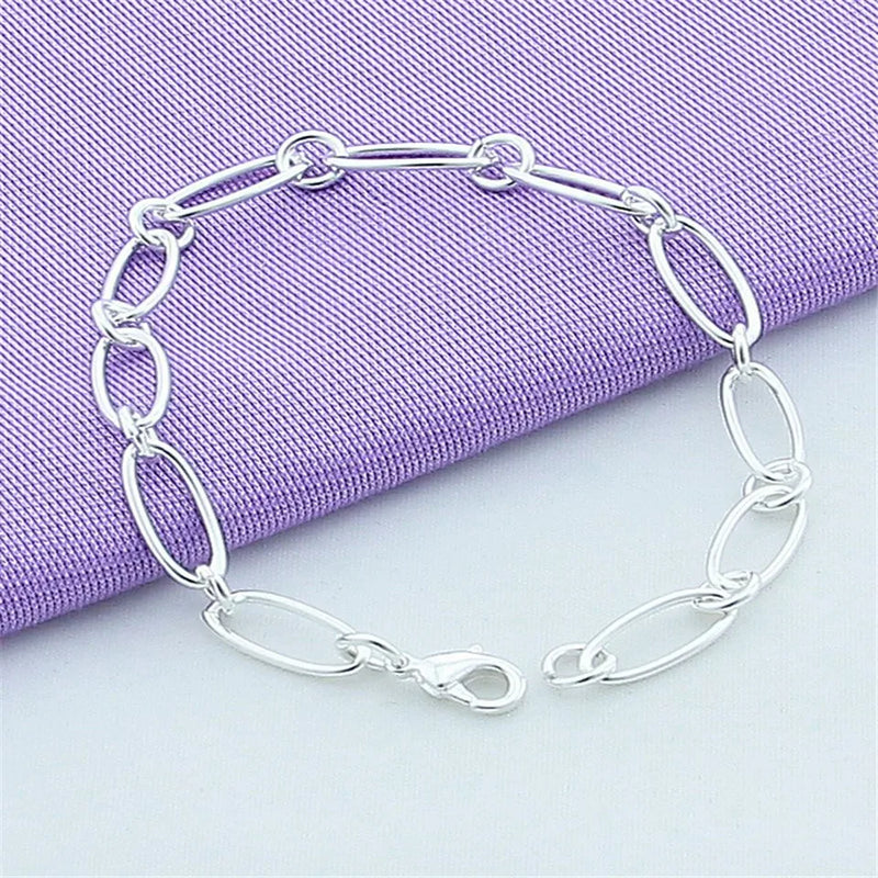 925 Silver Charms Bracelet For Women Silver Basic Chain Jewelry