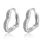 925 Silver Zirconia Heart Hoop Earrings For Girls